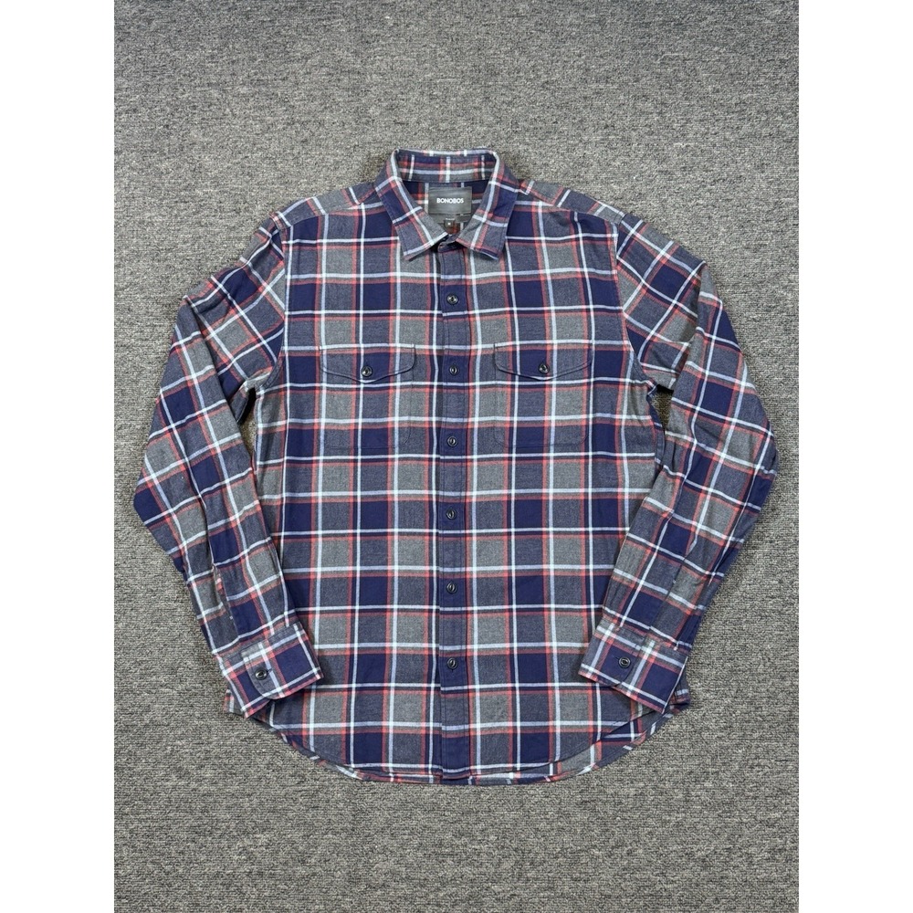 Bonobos Flannel Button Up‎ Shirt Plaid Slim Fit Long Sleeve Men's Size Medium